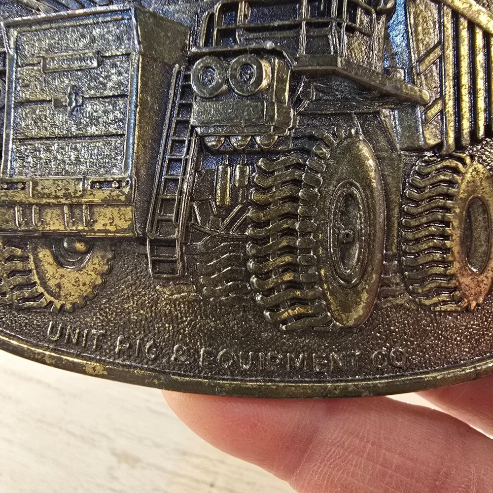 Vintage Lectra Haul Unit Rig Equipment Co Mining Truck Belt Buckle Chicago Brass